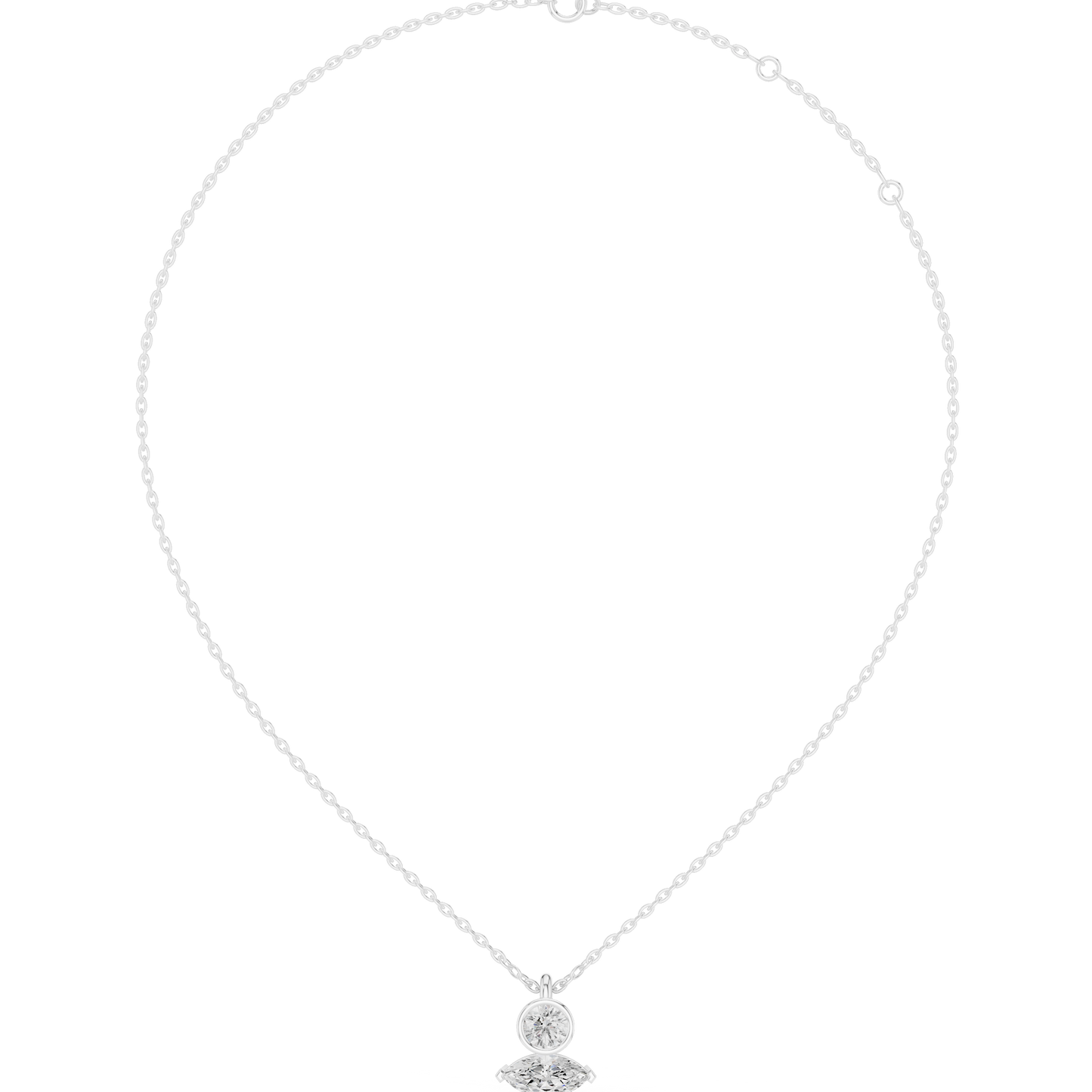 Diamond solitaire pendant necklace featuring a round brilliant diamond on a delicate chain