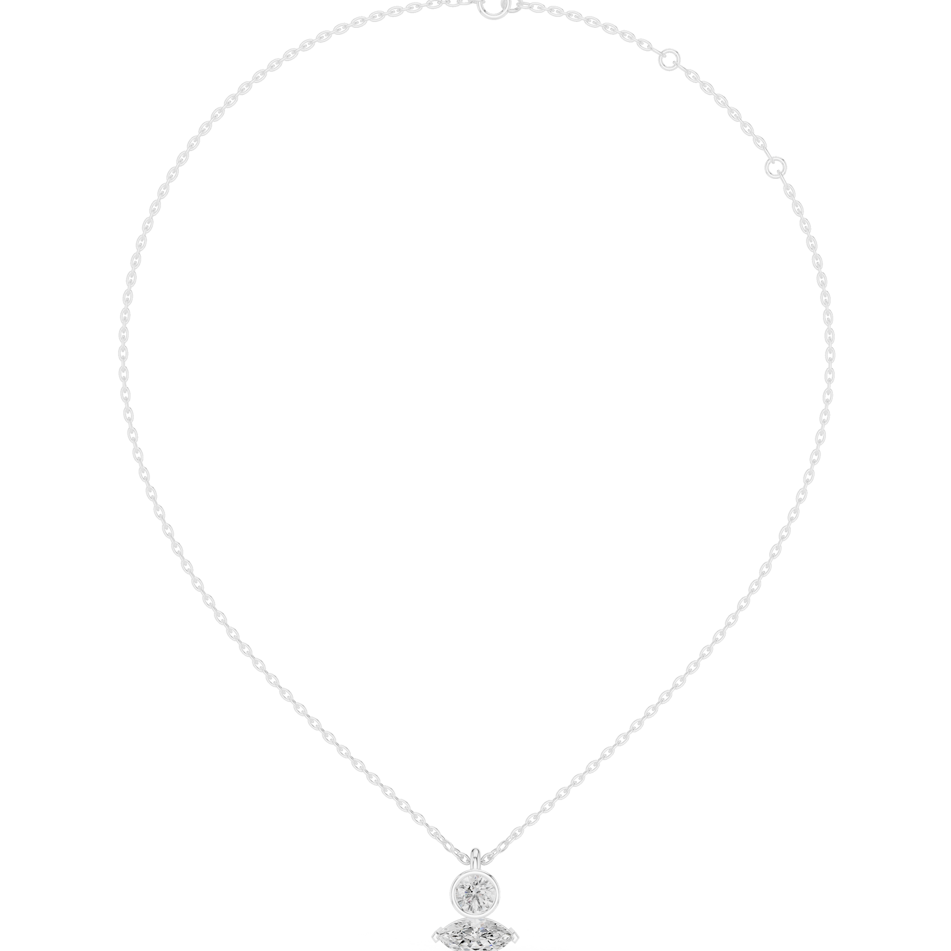 Diamond solitaire pendant necklace featuring a round brilliant diamond on a delicate chain