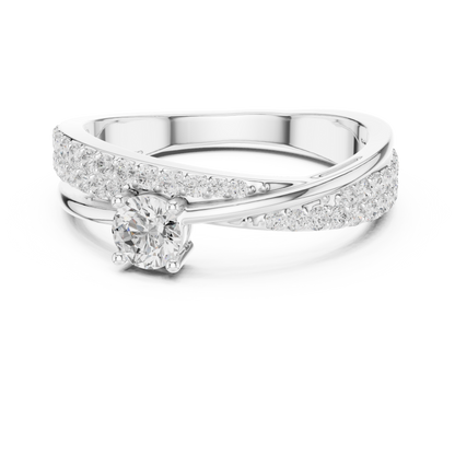 Twisted crossover diamond ring in 935 silver

Elegant intertwining diamond band in white gold

Modern women’s diamond ring with twisted crossover design