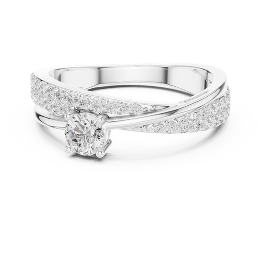 Twisted crossover diamond ring in 935 silver

Elegant intertwining diamond band in white gold

Modern women’s diamond ring with twisted crossover design