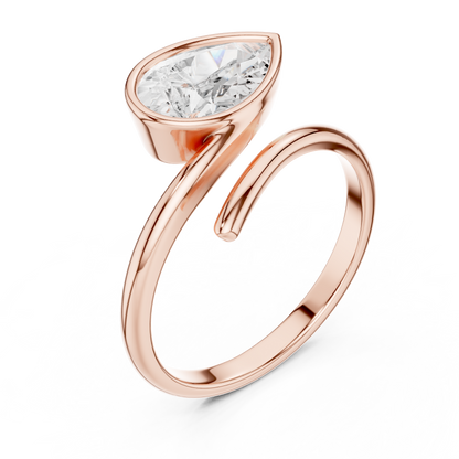 Pear-Shaped Diamond Bypass Ring | Two-Stone Crossover Ring