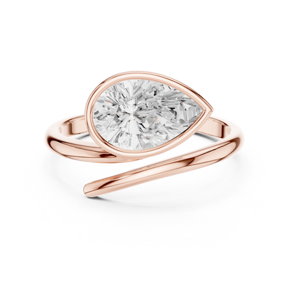 Pear-Shaped Diamond Bypass Ring | Two-Stone Crossover Ring