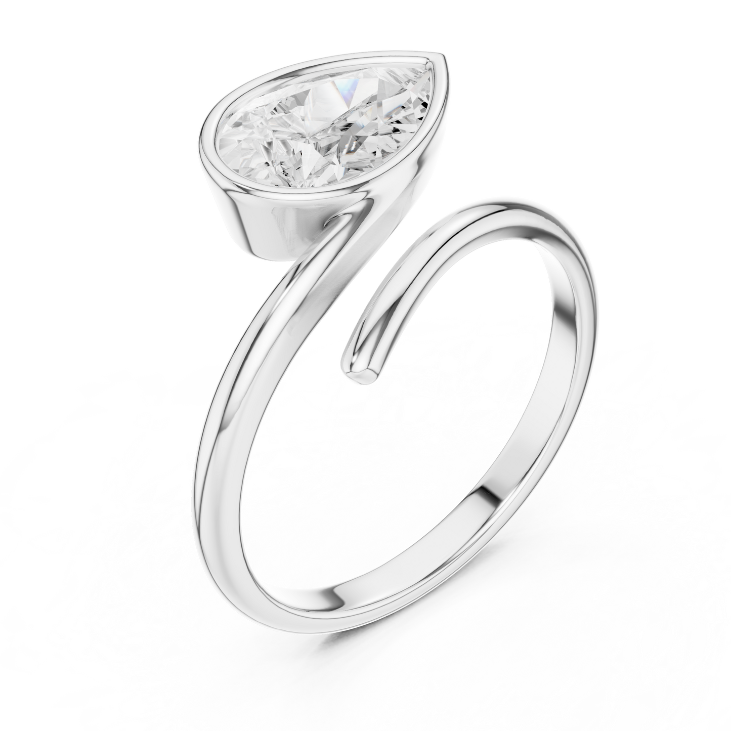 Pear-Shaped Diamond Bypass Ring | Two-Stone Crossover Ring