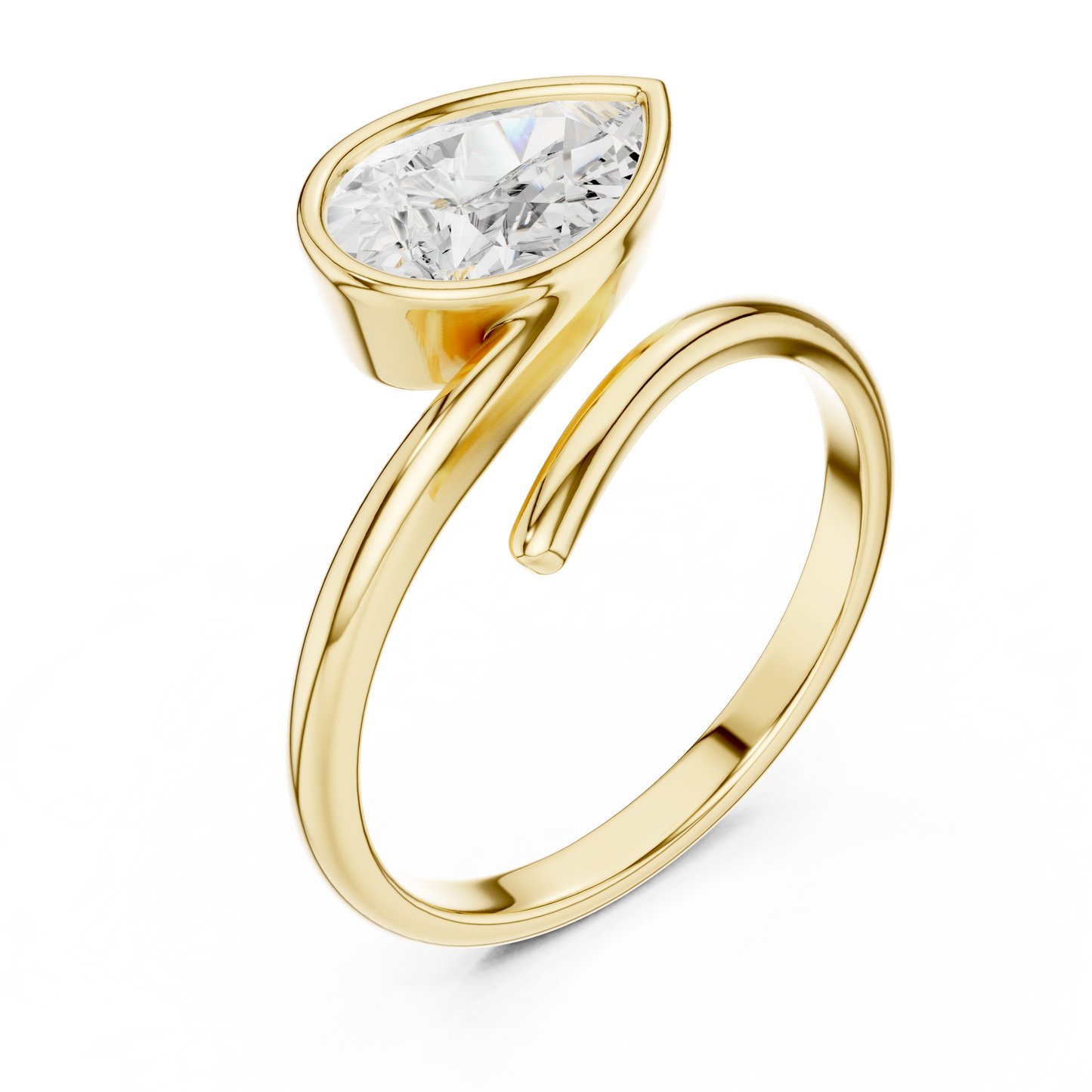 Pear-Shaped Diamond Bypass Ring | Two-Stone Crossover Ring