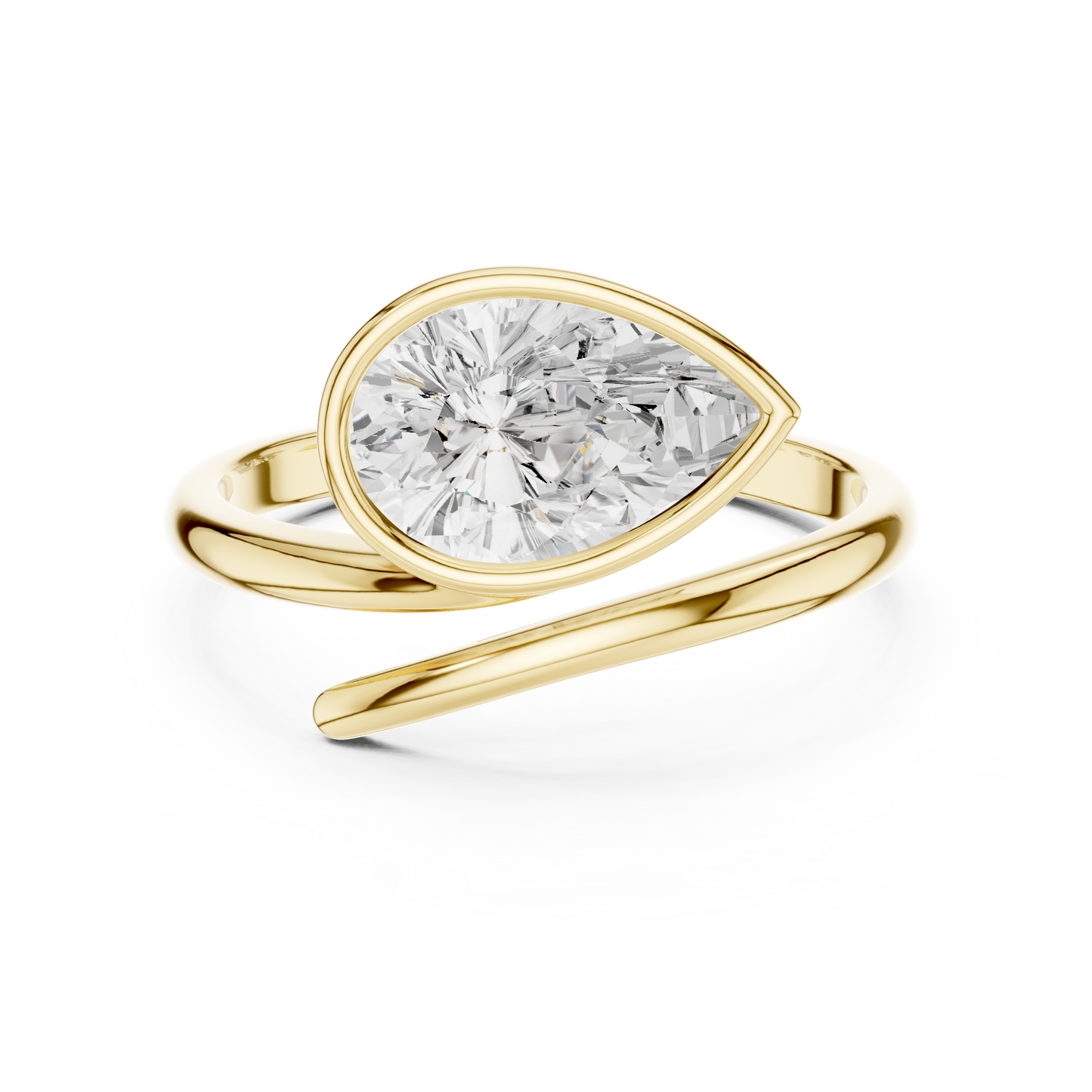 Pear-Shaped Diamond Bypass Ring | Two-Stone Crossover Ring