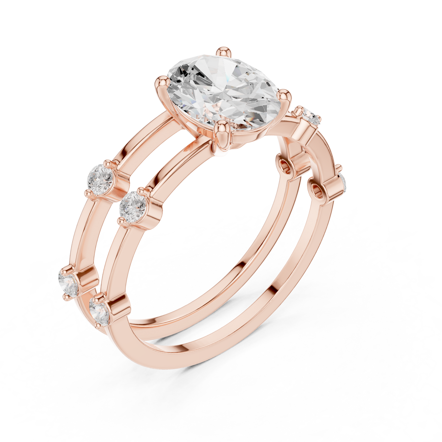 Oval Lab-Grown Diamond Engagement Ring with Matching Wedding Band Set