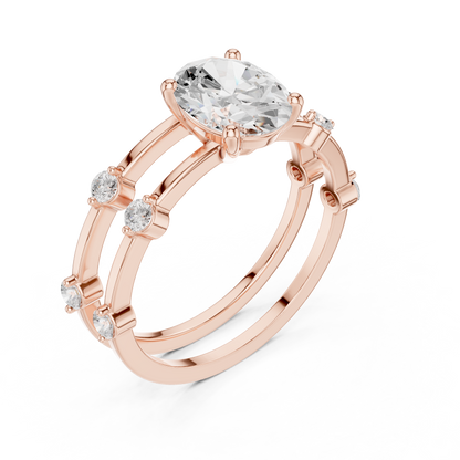 Oval Lab-Grown Diamond Engagement Ring with Matching Wedding Band Set