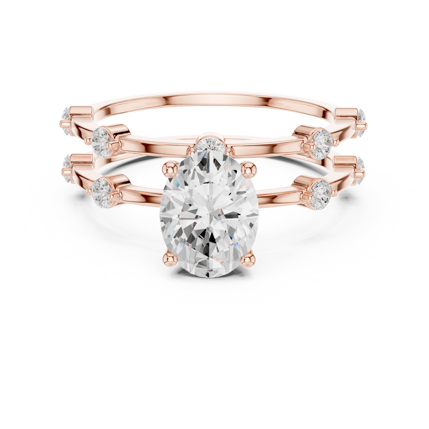 Oval Lab-Grown Diamond Engagement Ring with Matching Wedding Band Set