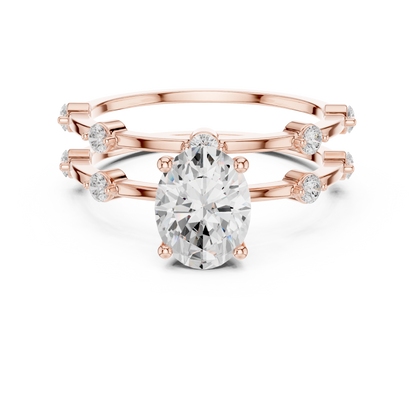 Oval Lab-Grown Diamond Engagement Ring with Matching Wedding Band Set