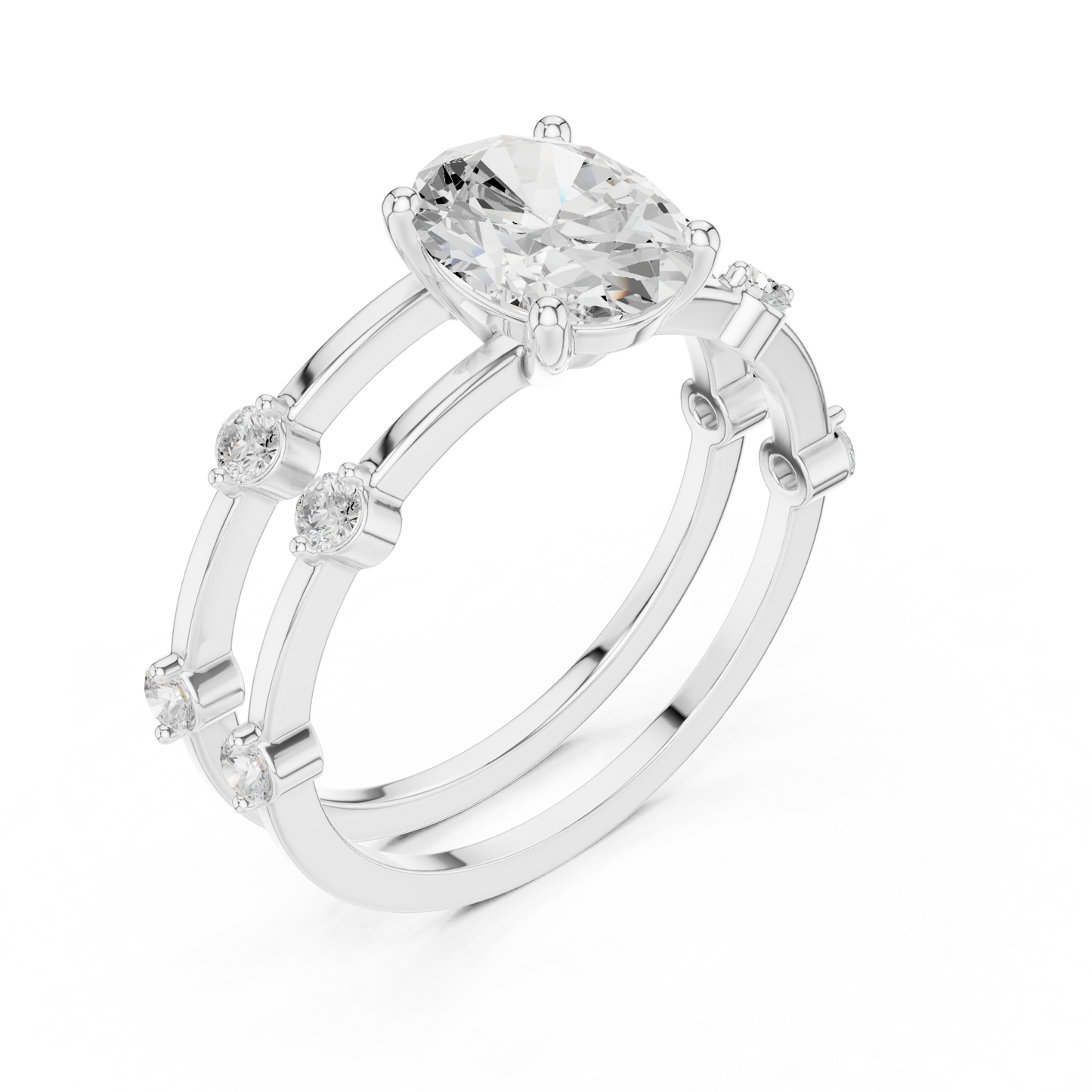 Oval Lab-Grown Diamond Engagement Ring with Matching Wedding Band Set