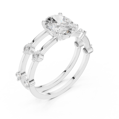 Oval Lab-Grown Diamond Engagement Ring with Matching Wedding Band Set