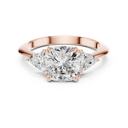 Three-Stone Engagement Ring | Cushion Center with Trillion Side Stones