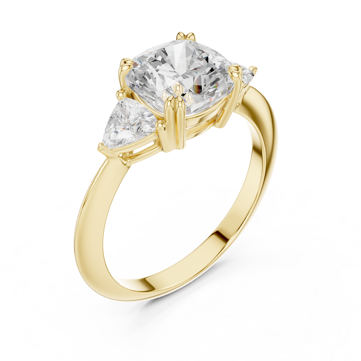 Three-Stone Engagement Ring | Cushion Center with Trillion Side Stones