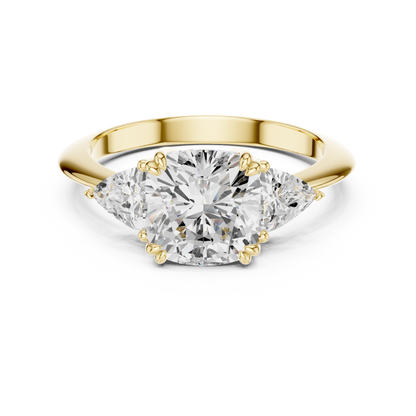 Three-Stone Engagement Ring | Cushion Center with Trillion Side Stones
