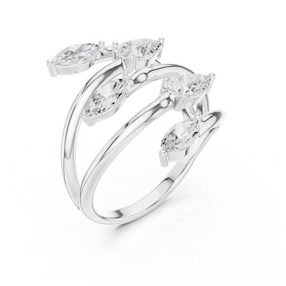 Marquise and Pear Diamond Bypass Ring | Two-Stone Crossover Ring