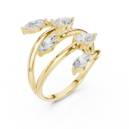 Marquise and Pear Diamond Bypass Ring | Two-Stone Crossover Ring