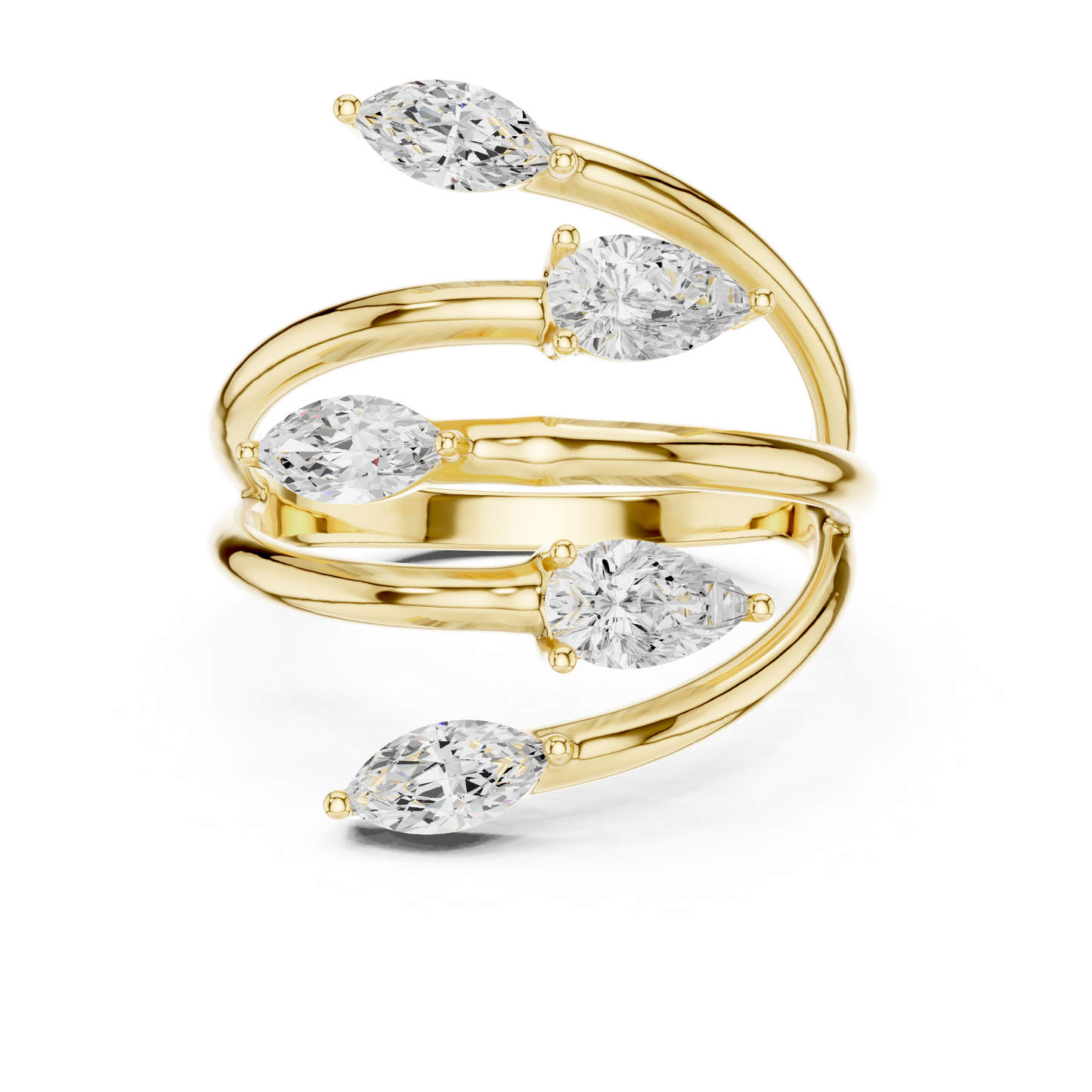 Marquise and Pear Diamond Bypass Ring | Two-Stone Crossover Ring