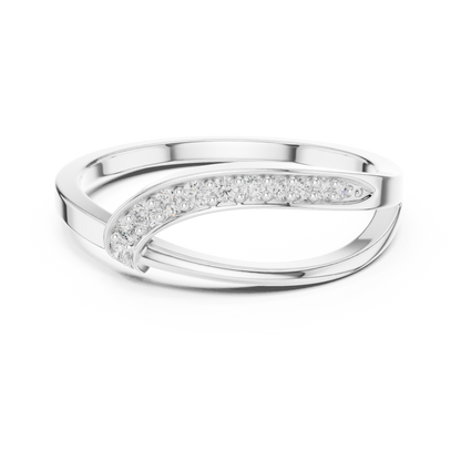 Flowing Tide lab-grown diamond ring in 935 silver

Elegant wave-inspired diamond ring in white gold

Modern women’s engagement ring Flowing Tide design with lab-grown diamond