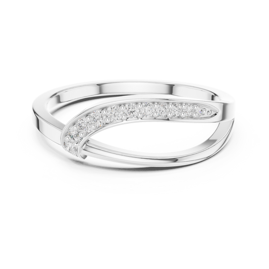 Flowing Tide lab-grown diamond ring in 935 silver

Elegant wave-inspired diamond ring in white gold

Modern women’s engagement ring Flowing Tide design with lab-grown diamond