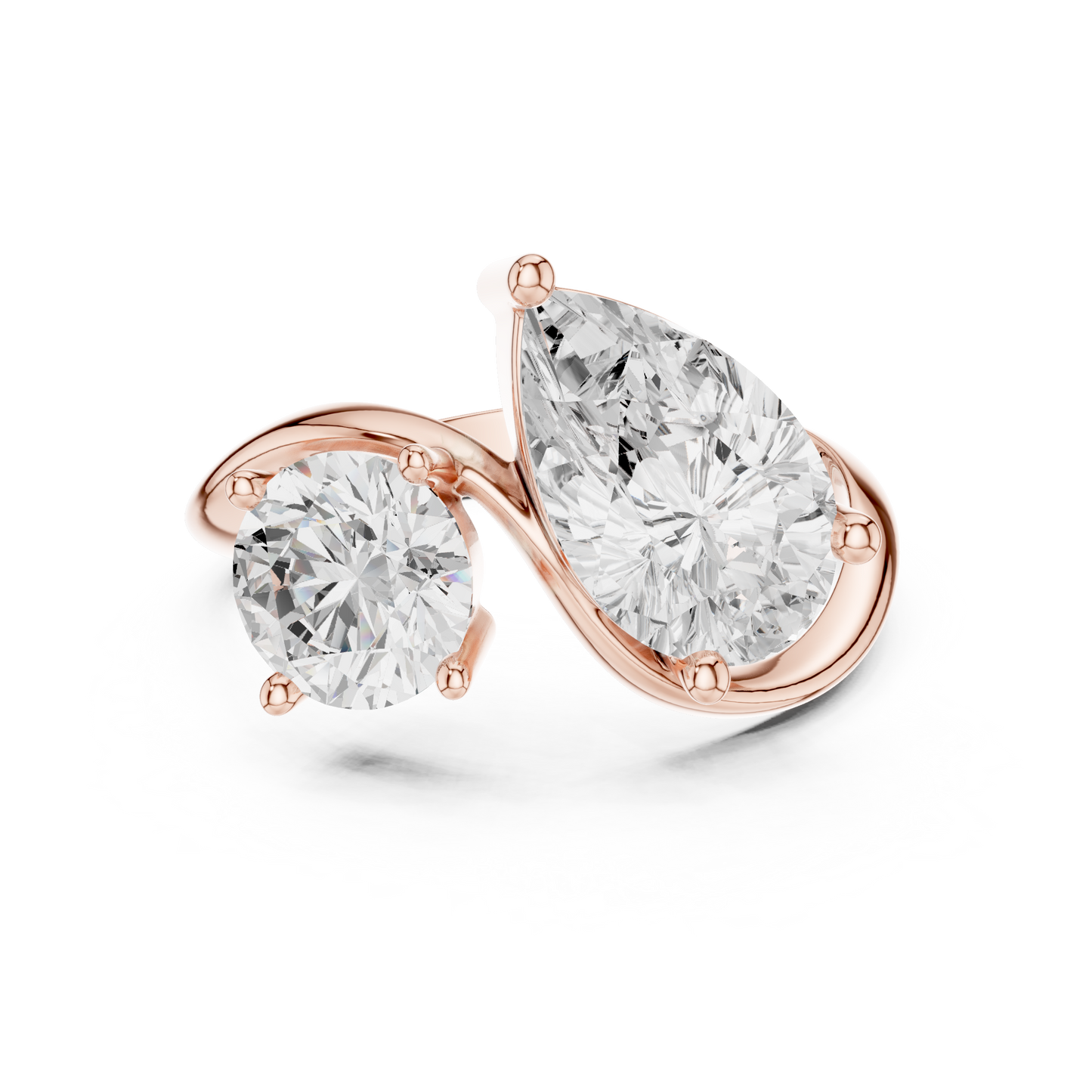 Two-Stone Engagement Ring | Round and Pear Diamond Ring