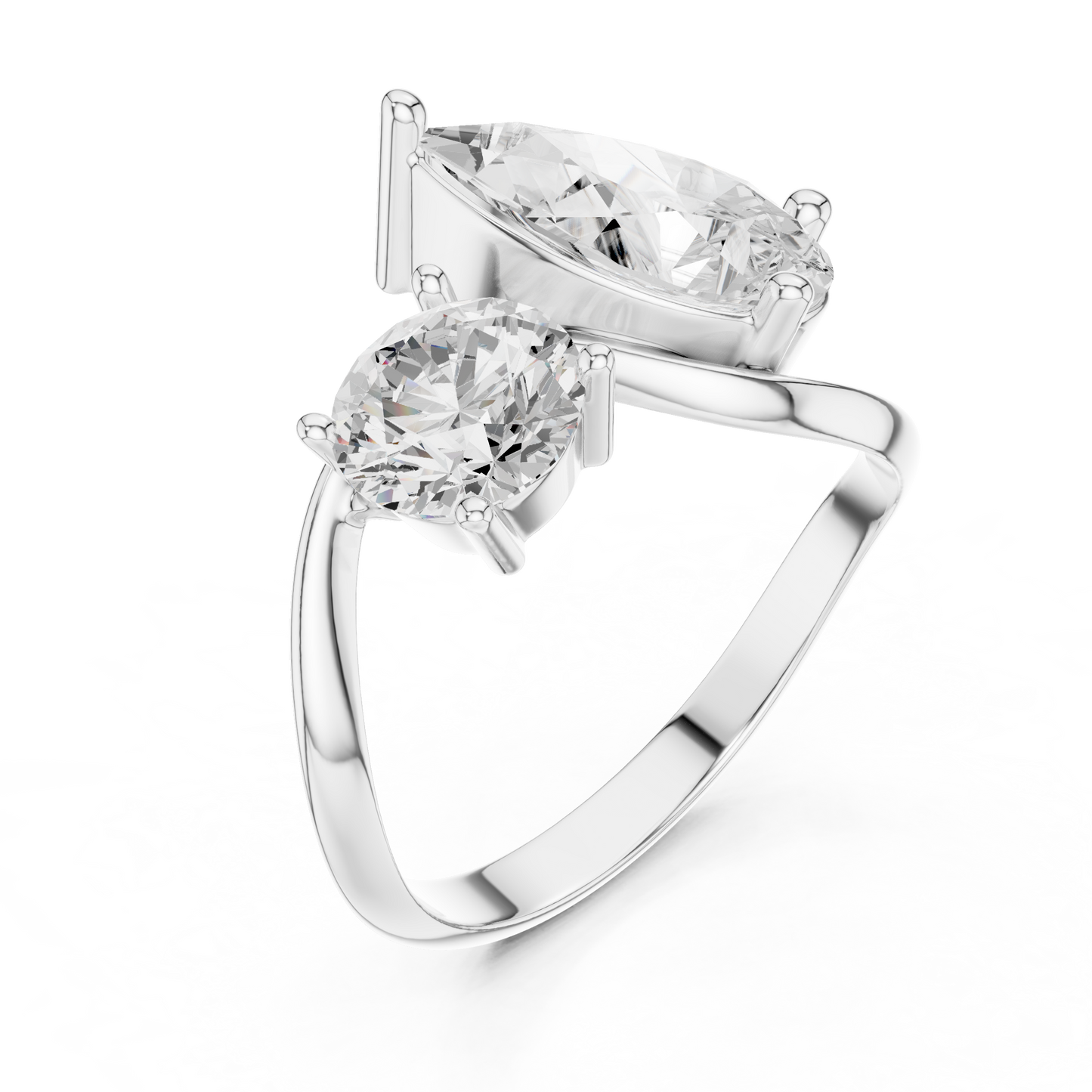 Two-Stone Engagement Ring | Round and Pear Diamond Ring