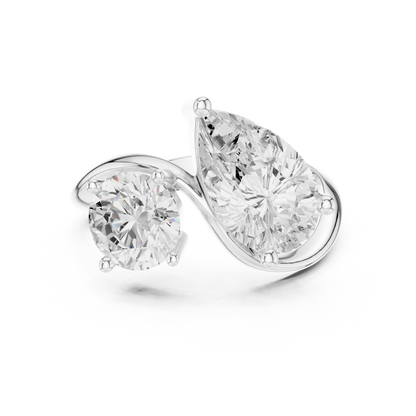 Two-Stone Engagement Ring | Round and Pear Diamond Ring