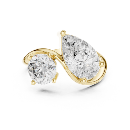 Two-Stone Engagement Ring | Round and Pear Diamond Ring