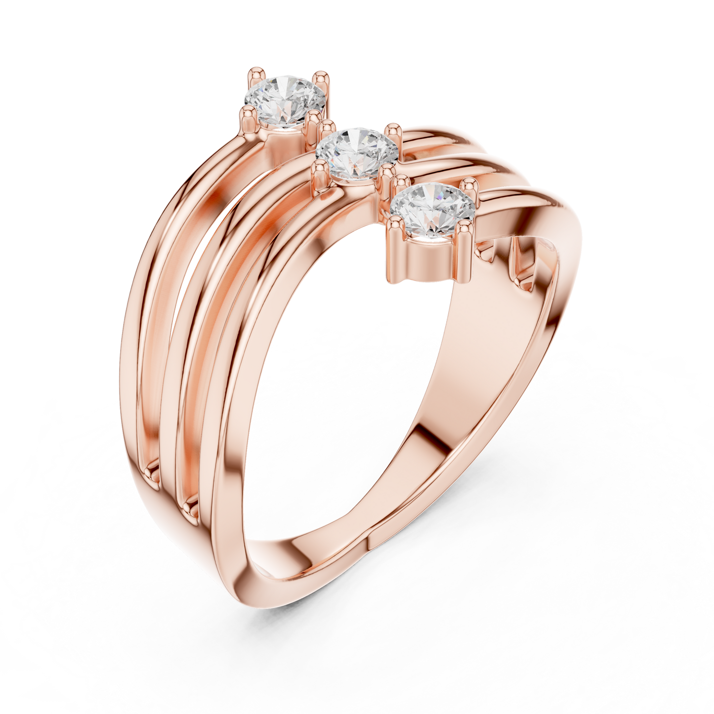 Three-Stone Vertical Diamond Ring | Triple Round Brilliant Ring