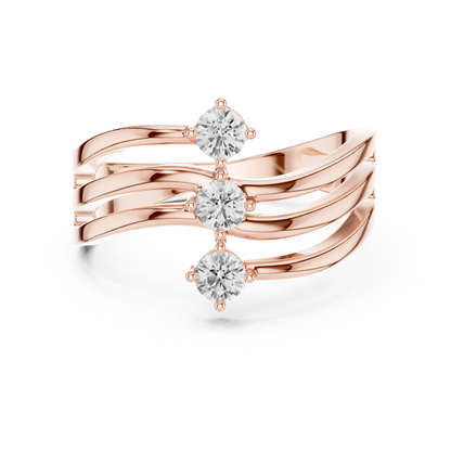 Three-Stone Vertical Diamond Ring | Triple Round Brilliant Ring