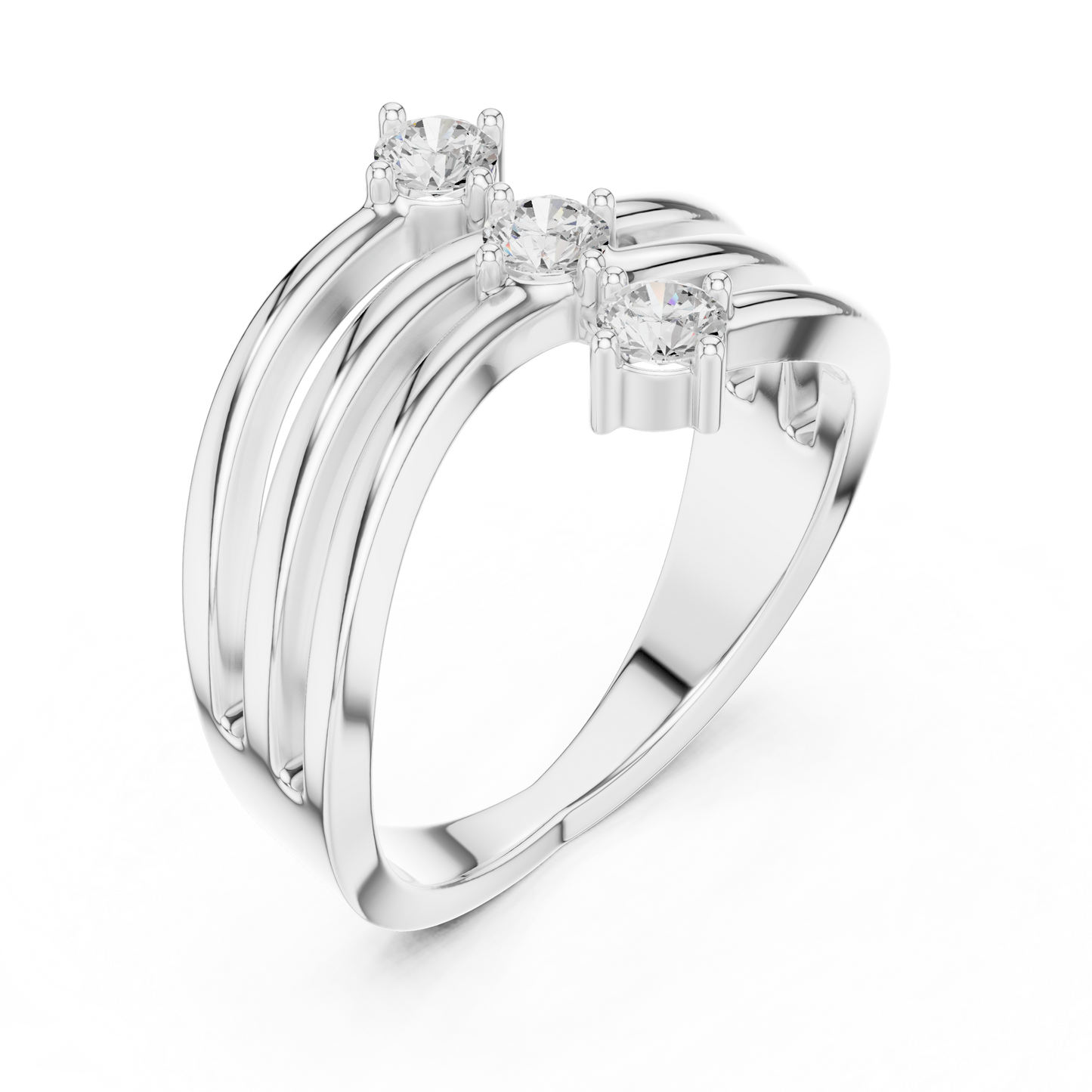 Three-Stone Vertical Diamond Ring | Triple Round Brilliant Ring
