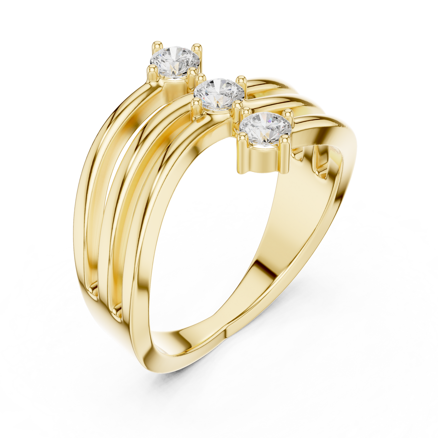Three-Stone Vertical Diamond Ring | Triple Round Brilliant Ring