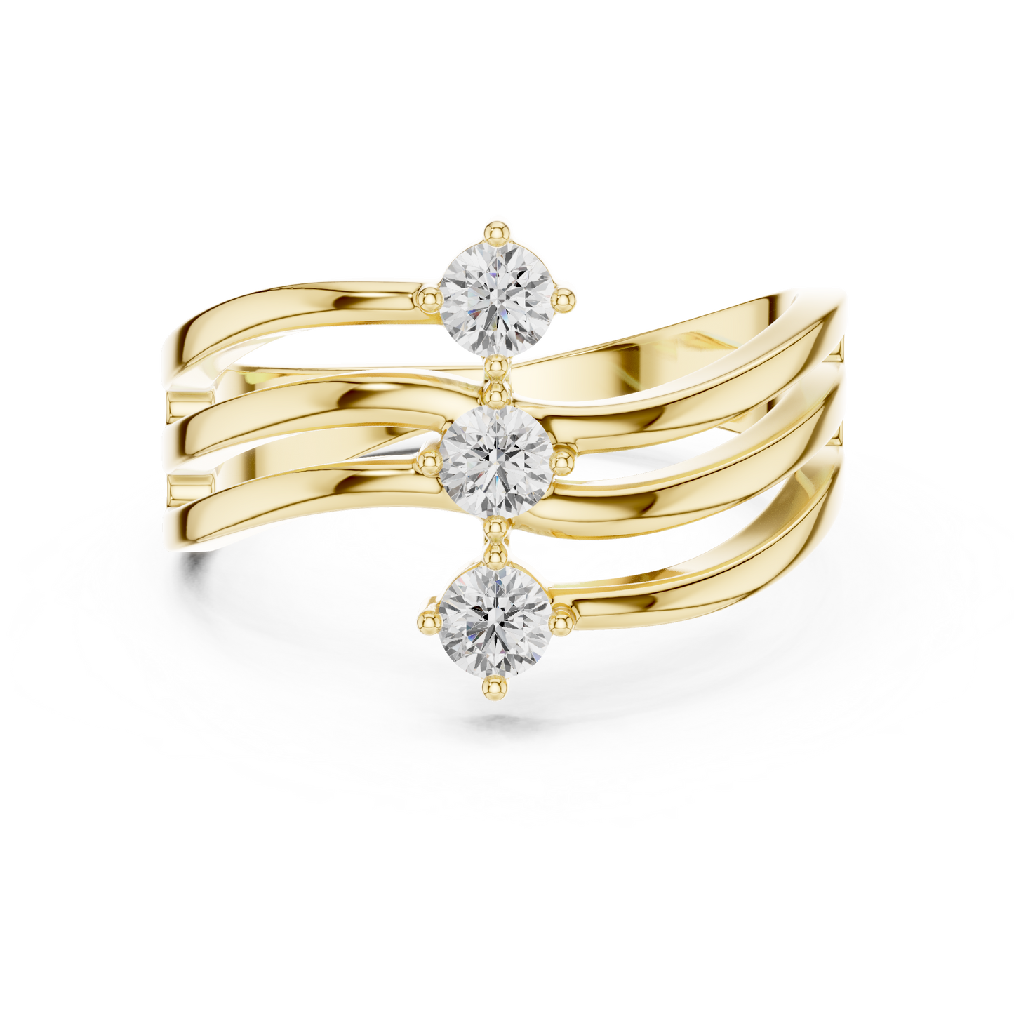 Three-Stone Vertical Diamond Ring | Triple Round Brilliant Ring