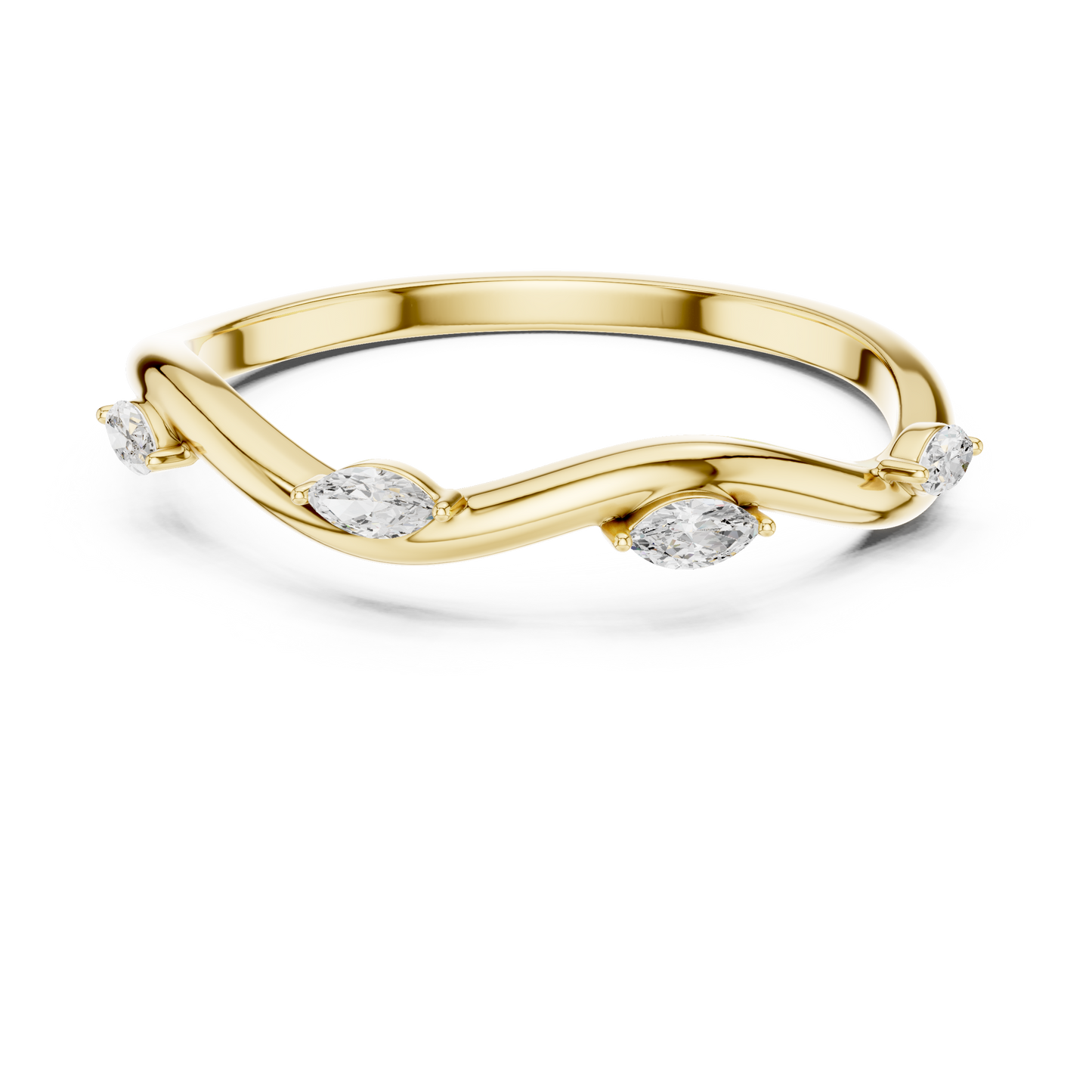 Marquise Diamond Open Gap Wedding Band | White Gold Ring