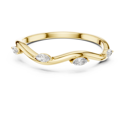 Marquise Diamond Open Gap Wedding Band | White Gold Ring