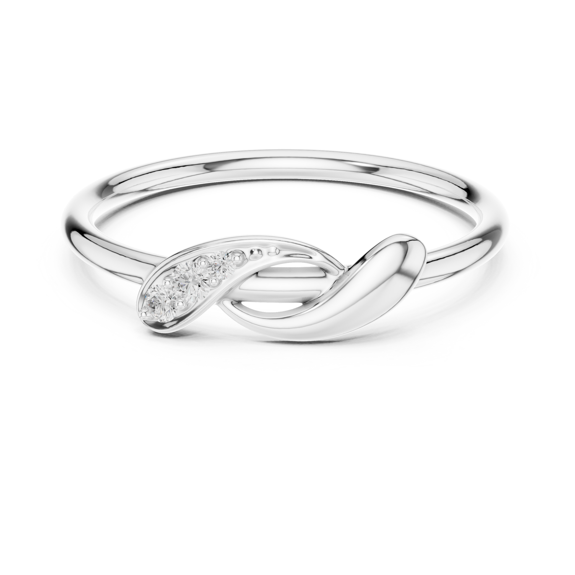 Silver ring with an infinity symbol on a white background
