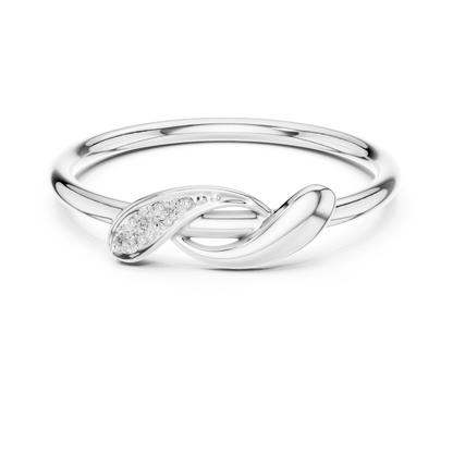 Silver ring with an infinity symbol on a white background