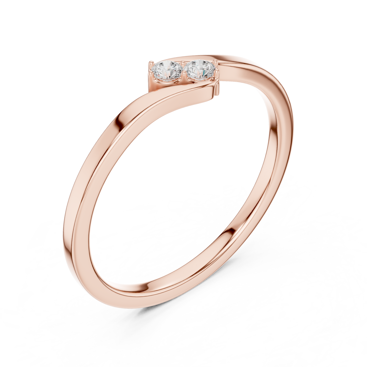 Diamond Bypass Ring | Two-Stone Crossover Ring
