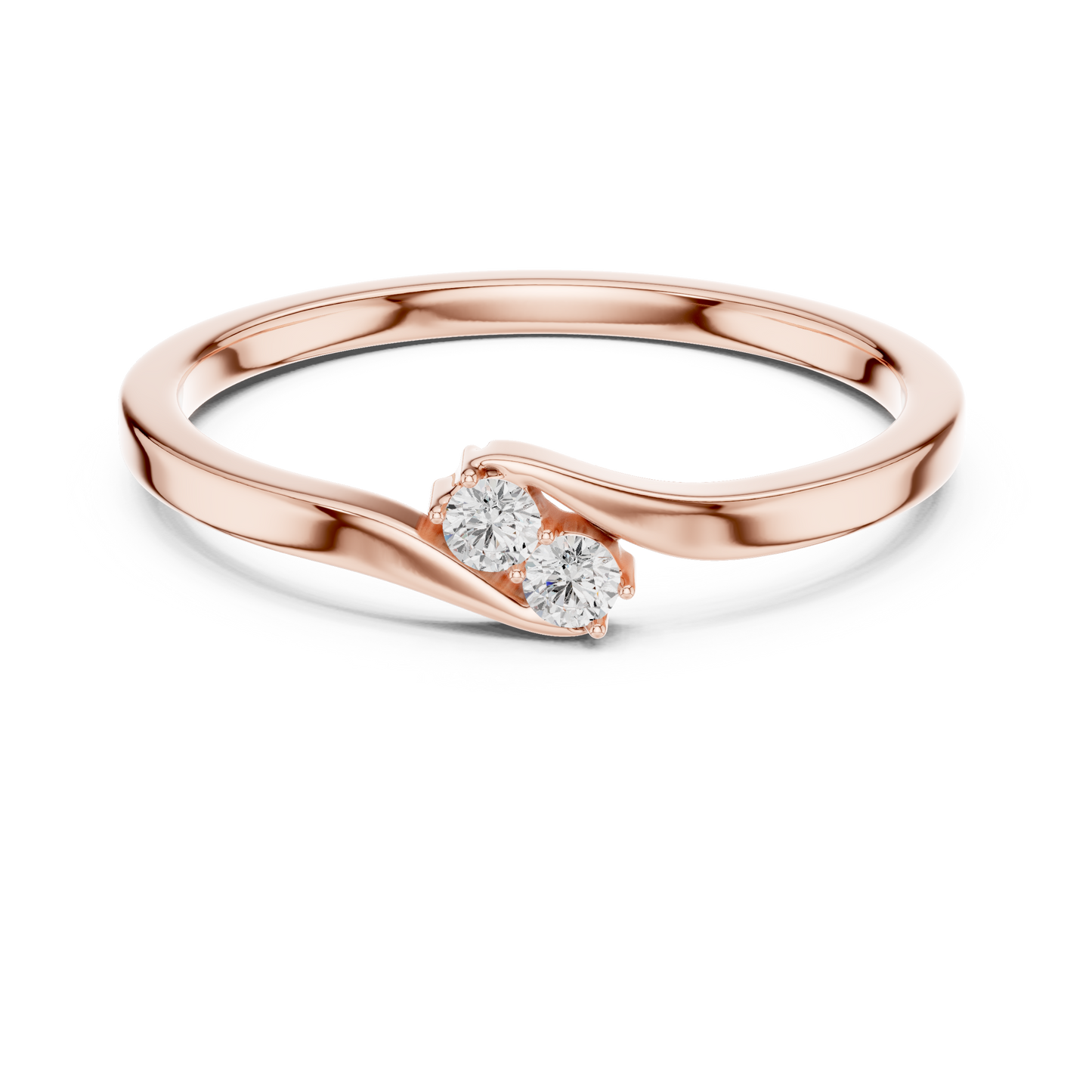 Diamond Bypass Ring | Two-Stone Crossover Ring