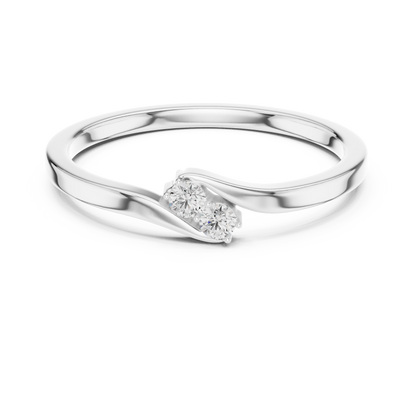 Silver ring with a diamond on a white background