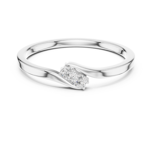 Silver ring with a diamond on a white background