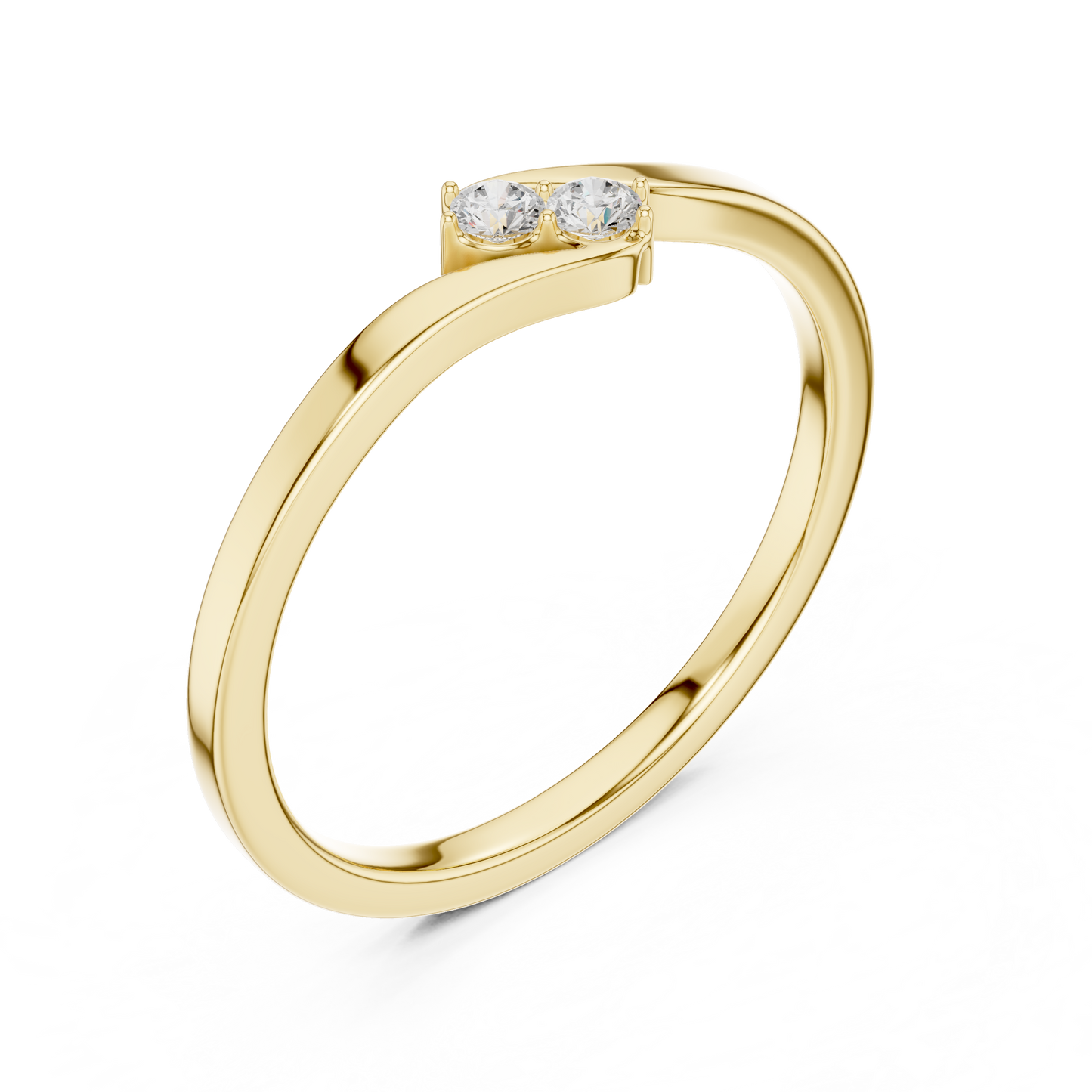 Diamond Bypass Ring | Two-Stone Crossover Ring