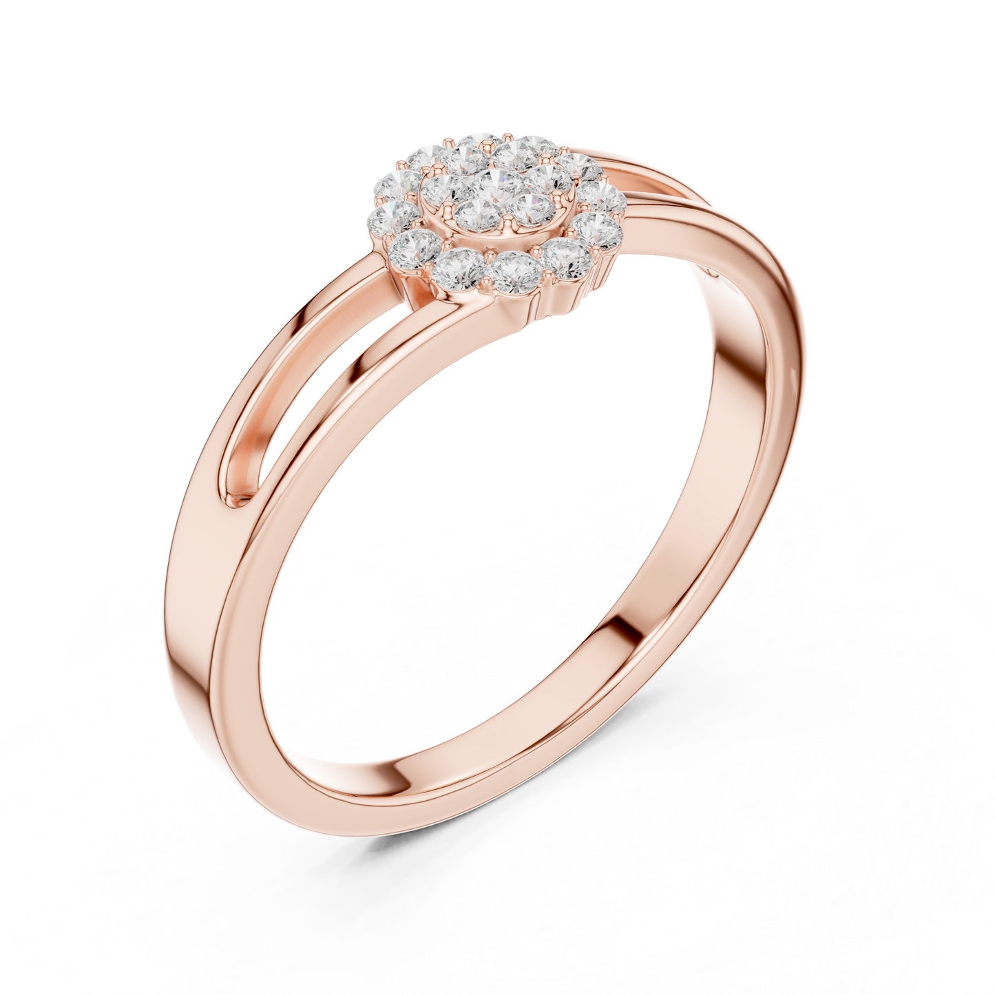 Flower Bridal Set Engagement Ring | Floral Halo Diamond Ring