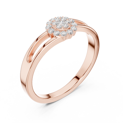 Flower Bridal Set Engagement Ring | Floral Halo Diamond Ring