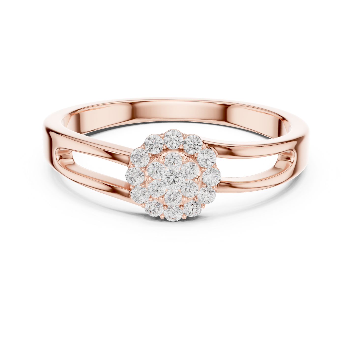 Flower Bridal Set Engagement Ring | Floral Halo Diamond Ring