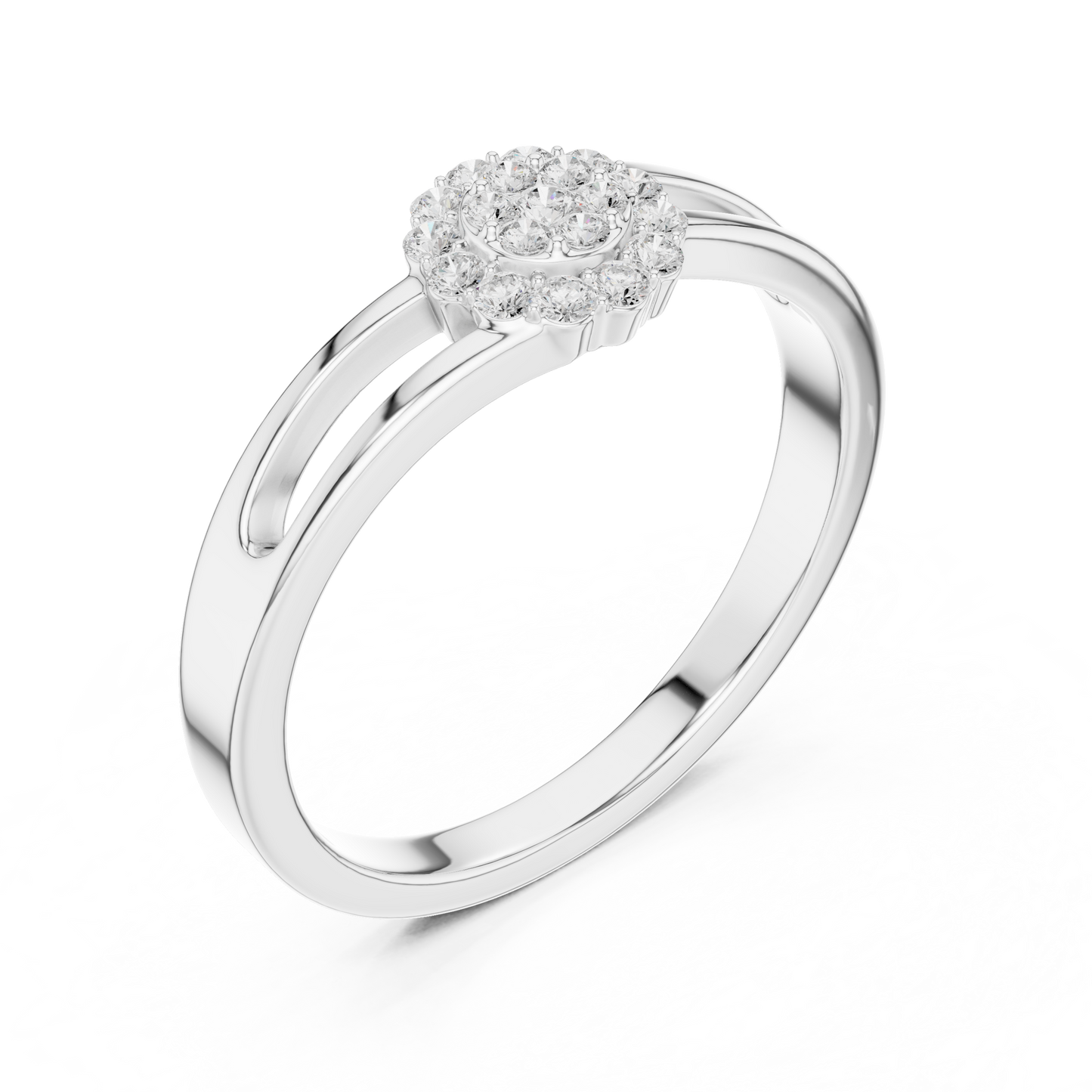 Flower Bridal Set Engagement Ring | Floral Halo Diamond Ring