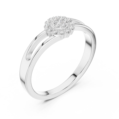 Flower Bridal Set Engagement Ring | Floral Halo Diamond Ring