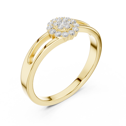 Flower Bridal Set Engagement Ring | Floral Halo Diamond Ring