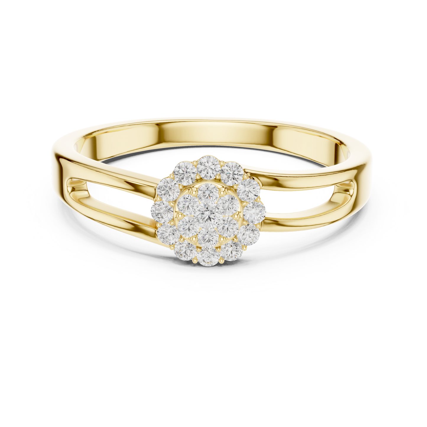 Flower Bridal Set Engagement Ring | Floral Halo Diamond Ring