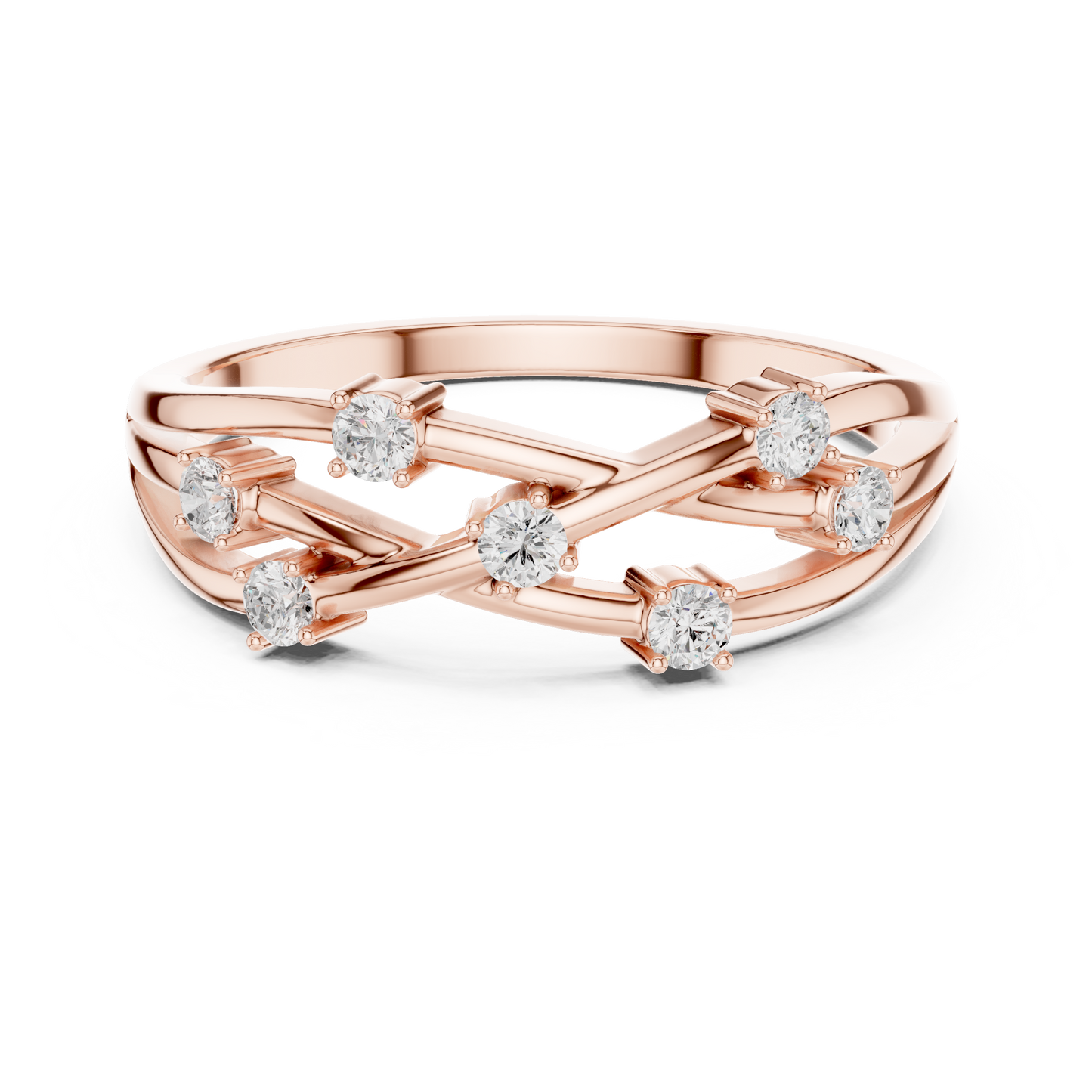 Criss-Cross Diamond Accent Ring | Crossover Diamond Ring