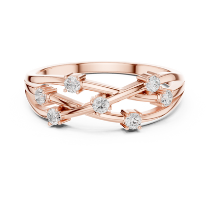 Criss-Cross Diamond Accent Ring | Crossover Diamond Ring